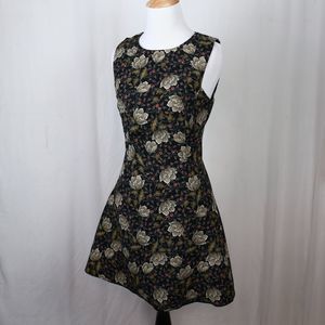 Zara Basic Black Floral Fit & Flare S